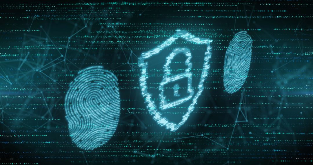 Digital Security and Biometrics Concept with Lock and Fingerprint
