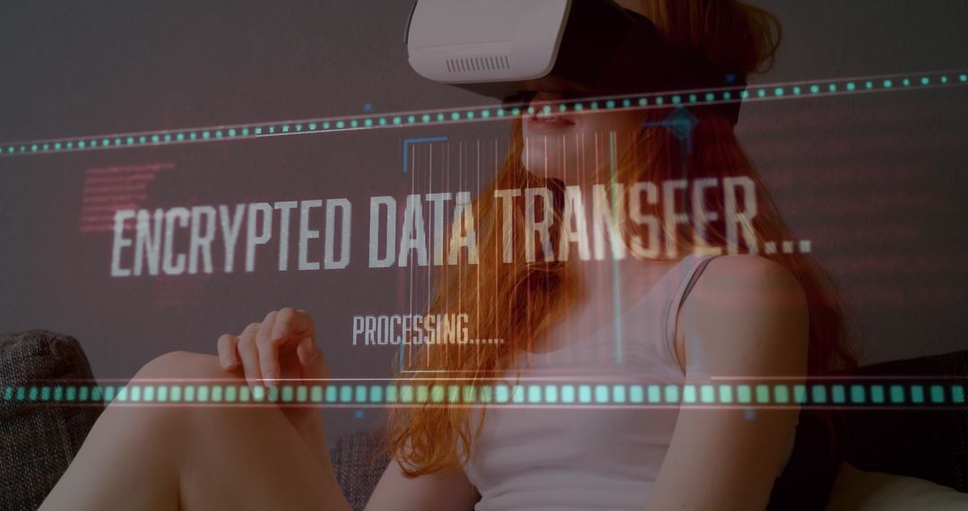 Virtual Reality and Encrypted Data Transfer Concept