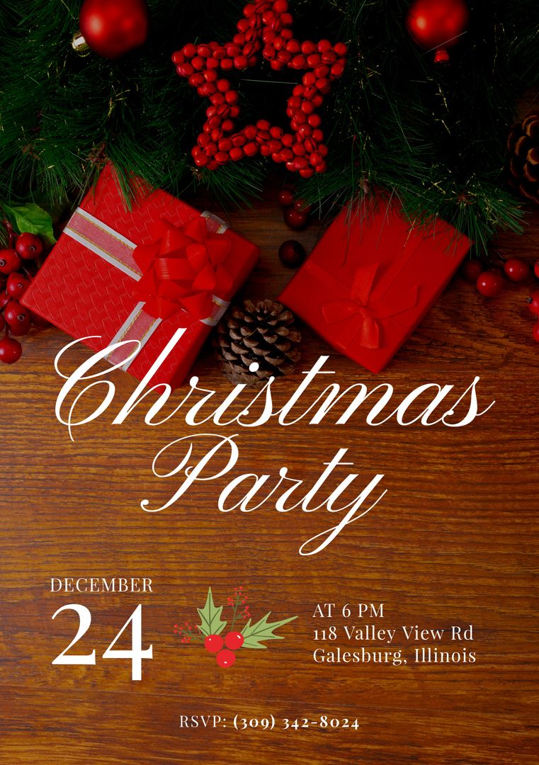 Elegant Christmas Party Invitation with Festive Decor