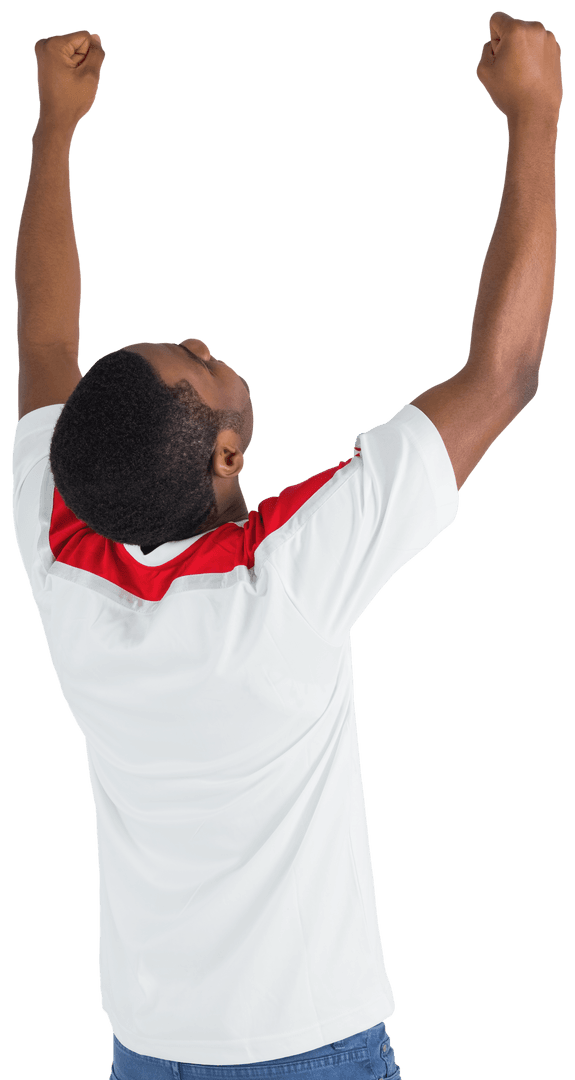 Transparent Energetic Fan Cheering with Raised Hands