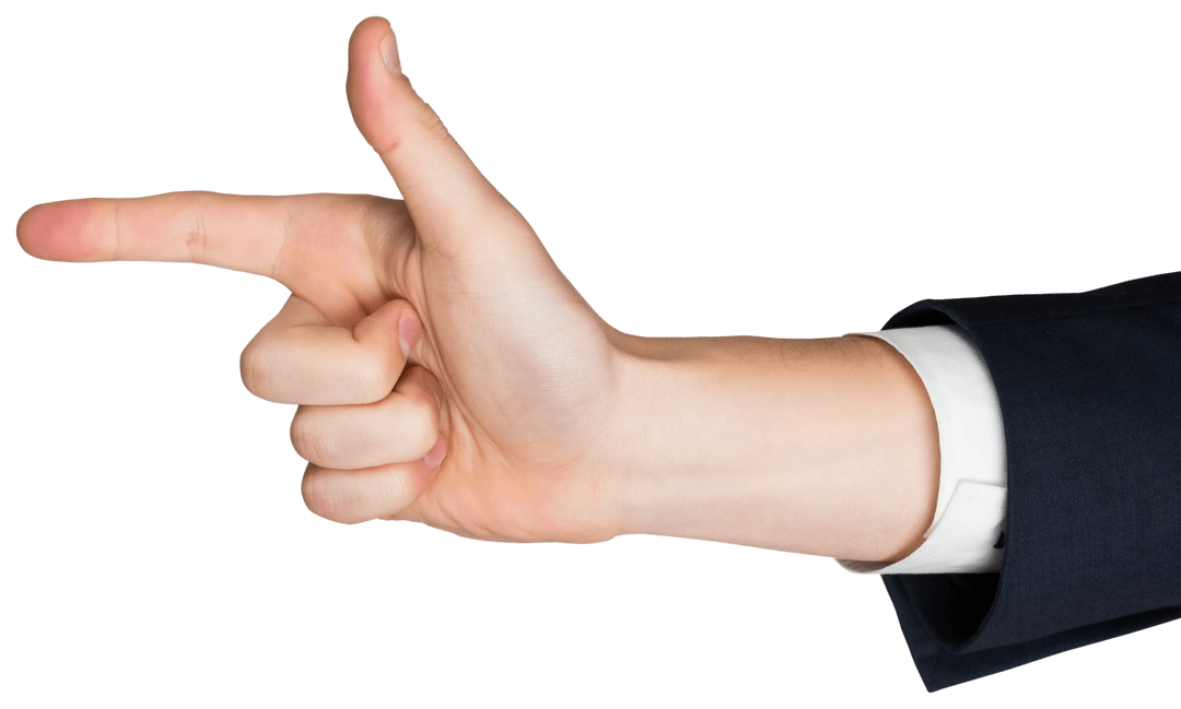 Close-Up of Businessman's Hand Pointing on Transparent Background
