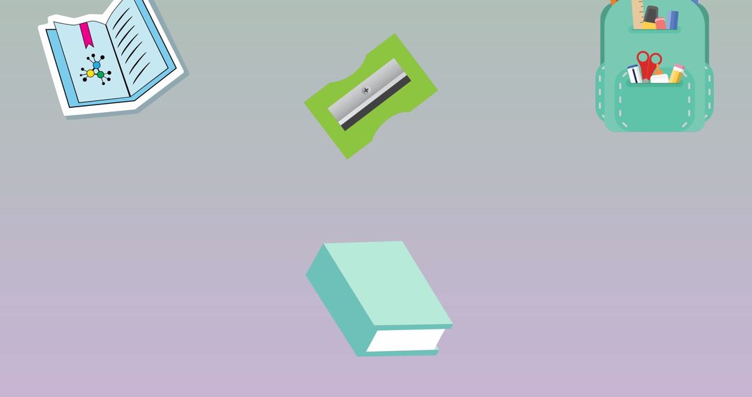 Creative School Supplies Icons against Grey Background