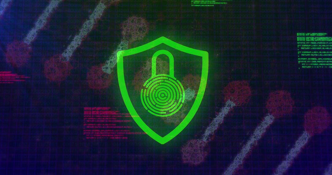 Digital Protection Concept with Shield and Lock Over Computer Interface