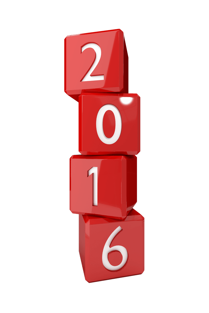 Red Cubes 2016 Text on Transparent Background Celebration Theme