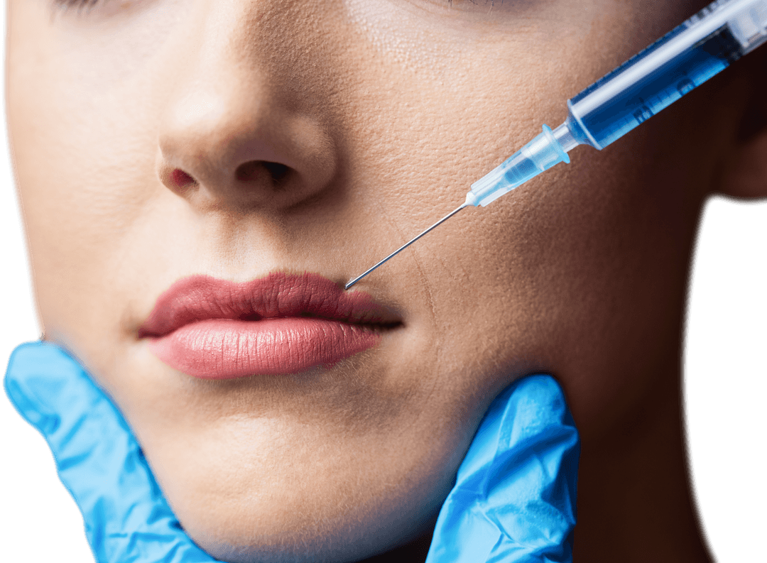 Close-up Lip Enhancement with Botox Injection Transparent Background