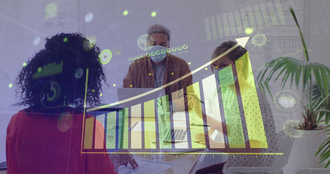 Business Team Meeting with Digital Growth Chart Display