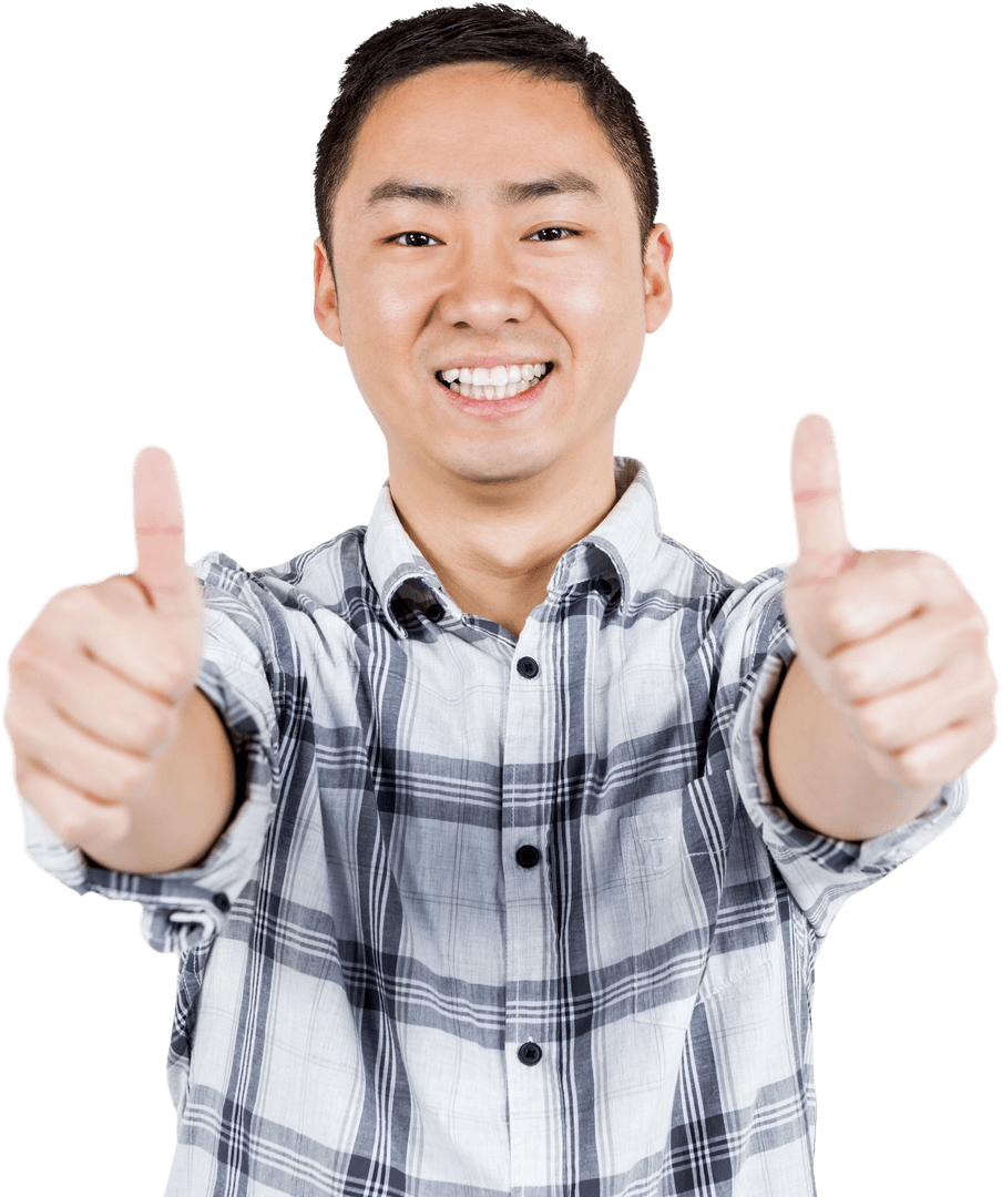Transparent Thumbs Up Young Man Isolated