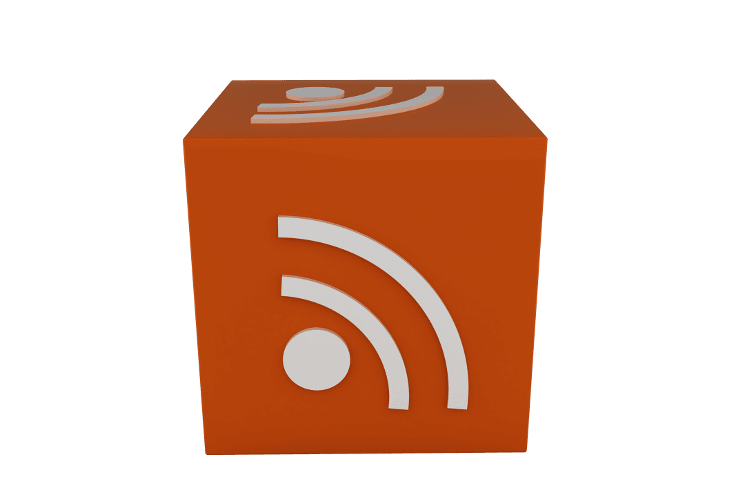 Orange Square with RSS Symbol on Transparent Background