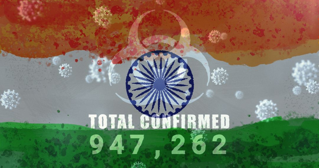 Indian Flag and COVID-19 Biohazard Sign Showing Rising Case Numbers - Free Images, Stock Photos and Pictures on Pikwizard.com