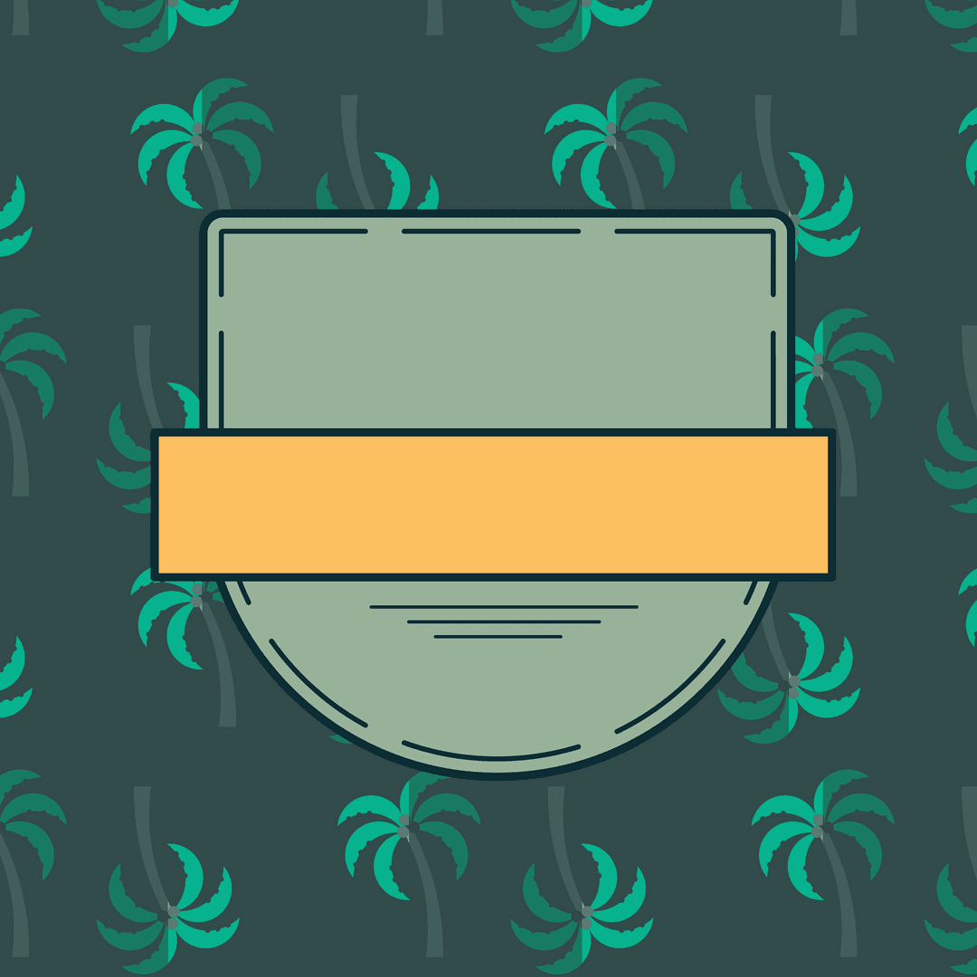 Creative Transparent Banners Overlaid with Green Palm Tree Pattern