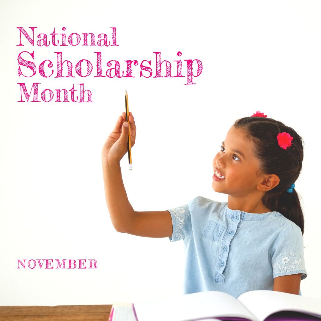 Happy Biracial Girl Celebrating National Scholarship Month in November - Download Free Stock Templates Pikwizard.com
