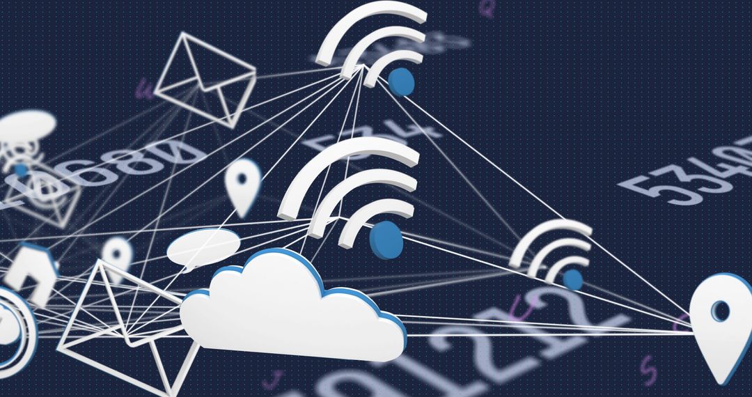 Digital Connectivity Representation with Cloud and Wifi Symbols