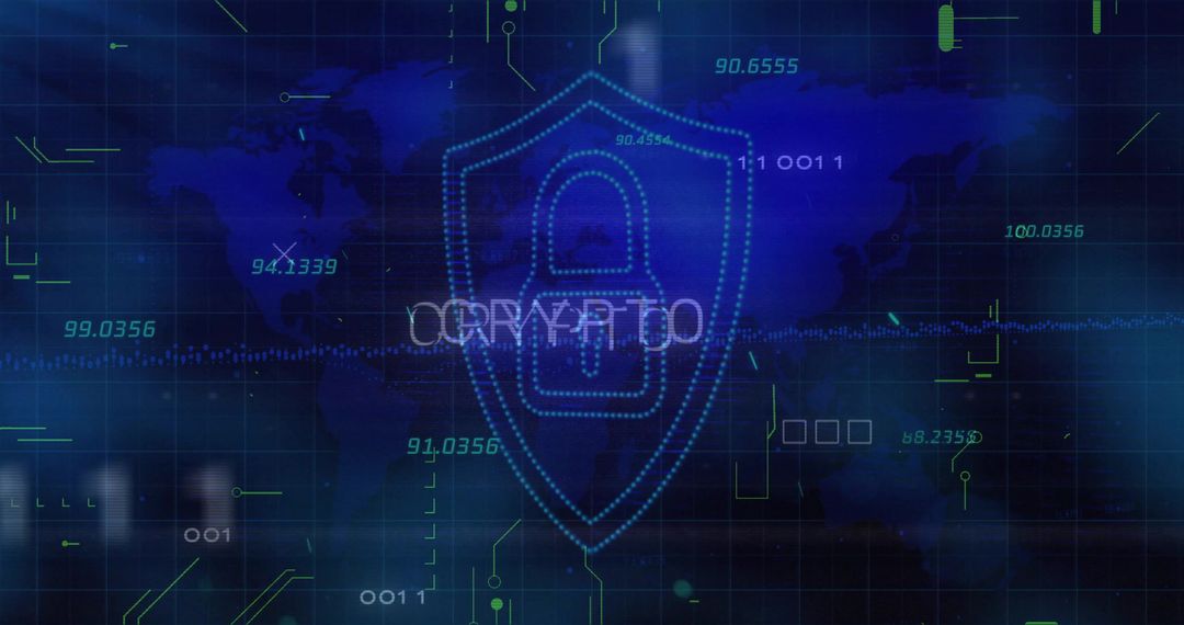 Blockchain Security With CRYPTO Padlock and World Map