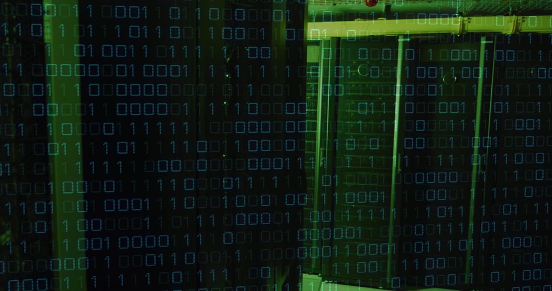 Binary Coding Concept Over a Background of Computer Servers - Free Images, Stock Photos and Pictures on Pikwizard.com