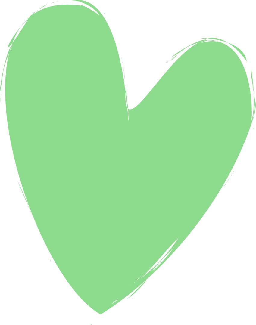 Bright Green Stylized Heart on Transparent Background