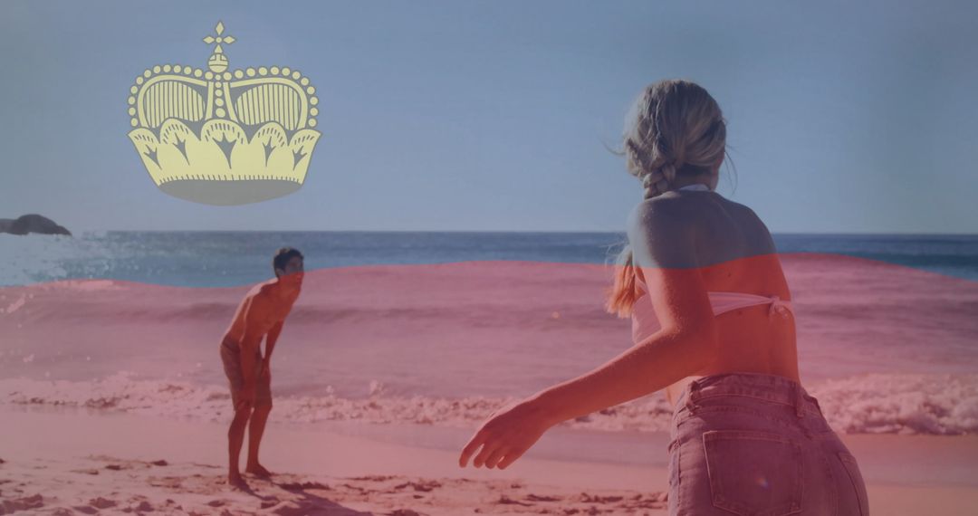 Beach Volleyball Game with Liechtenstein Themed Overlay