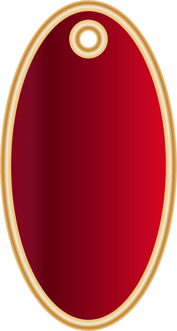 Red Oval Pendant with Gold Edges on Transparent Background