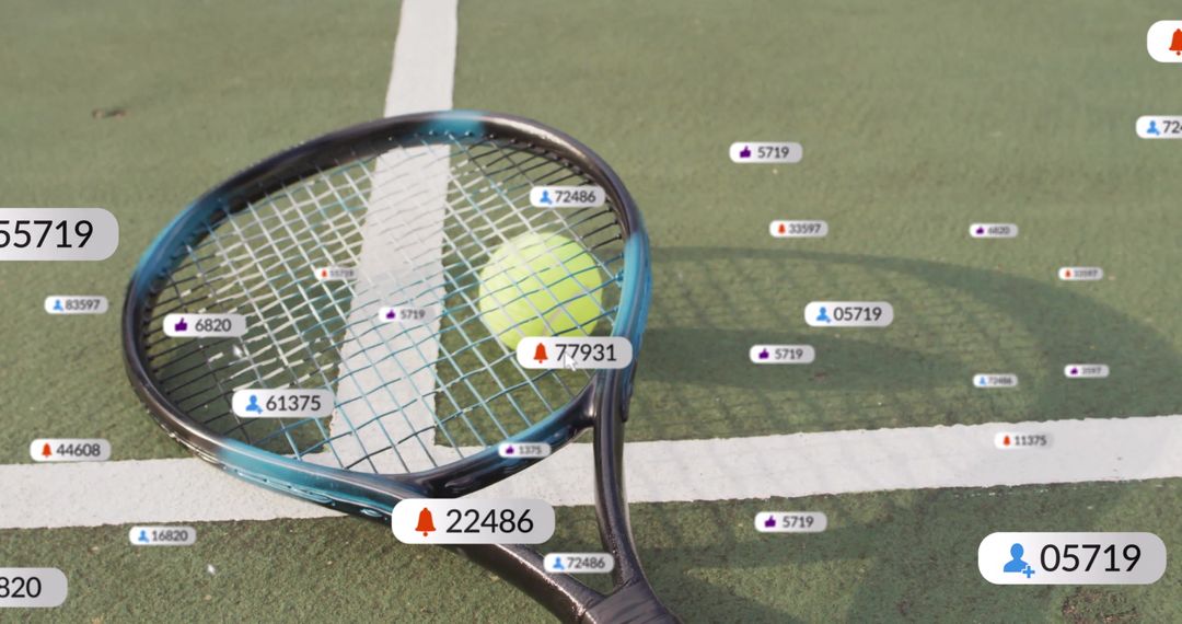 Modern Tennis Racket and Ball With Social Media Notifications