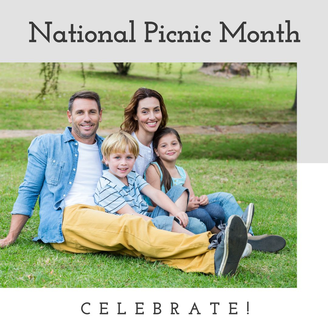 Family Enjoying National Picnic Month Celebration in Park