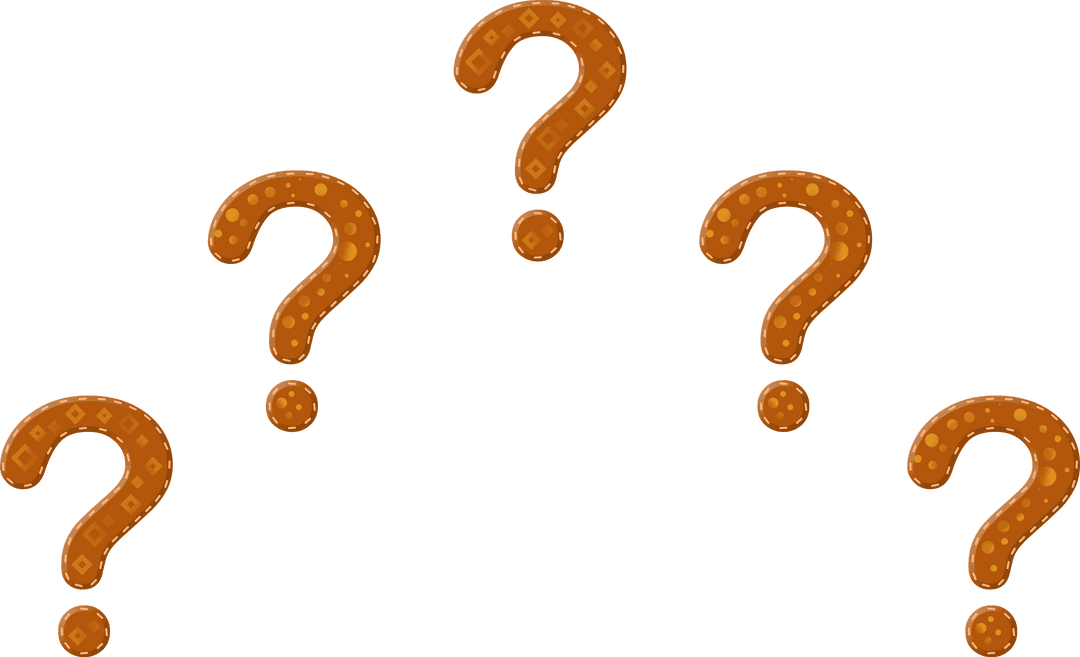 Transparent Translucent Orange Textured Pretzel Question Marks