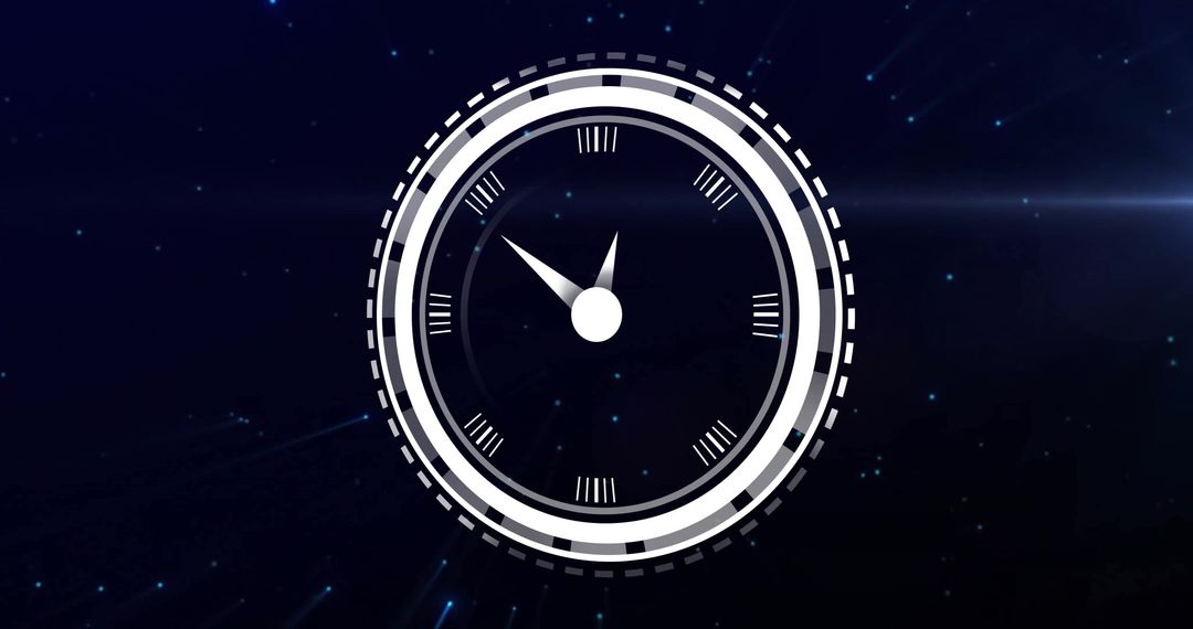 Digital Clock with Loading Circles on Futuristic Background