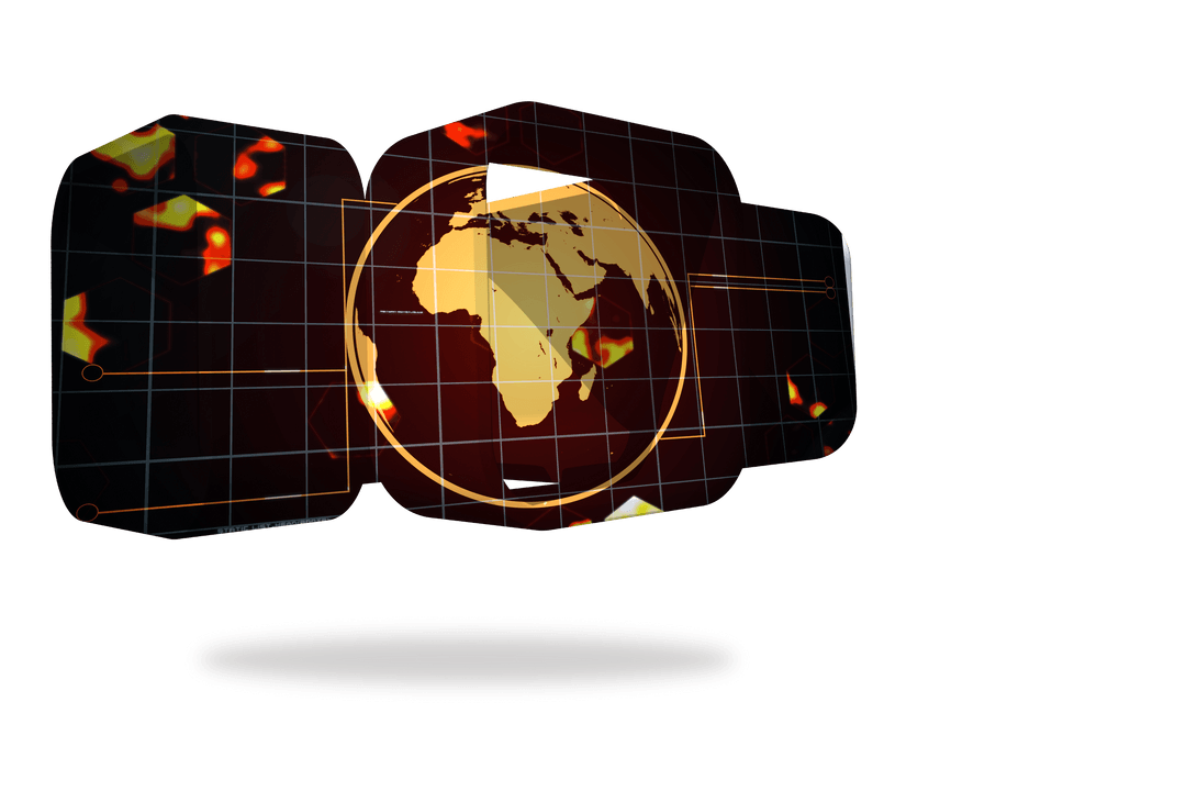 Transparent Glow Around Earth on Futuristic Grid Background