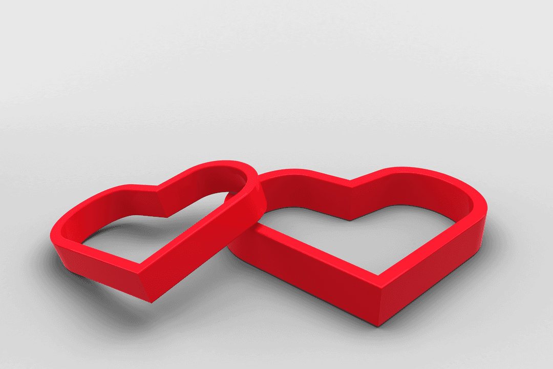 Two Red Hearts Linked on Transparent Background