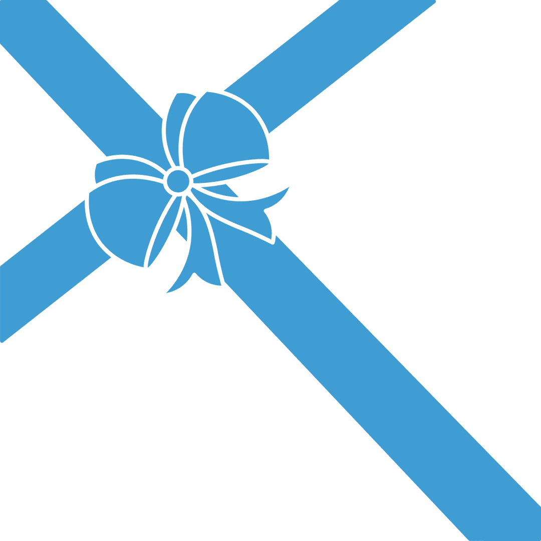 Transparent Blue Ribbon Decoration with Bow for Present Wrapping