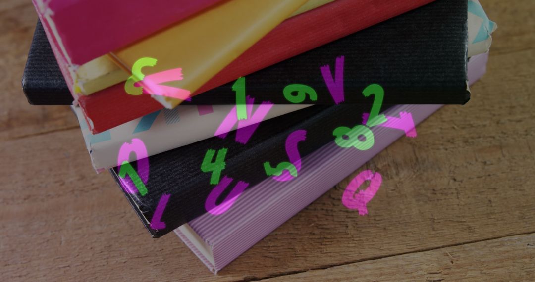 Floating Alphabets Over Stack of Books