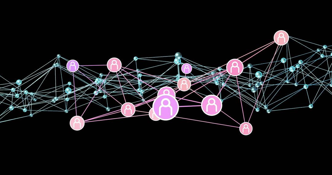 Digital Network Landscape with Futuristic User Icons