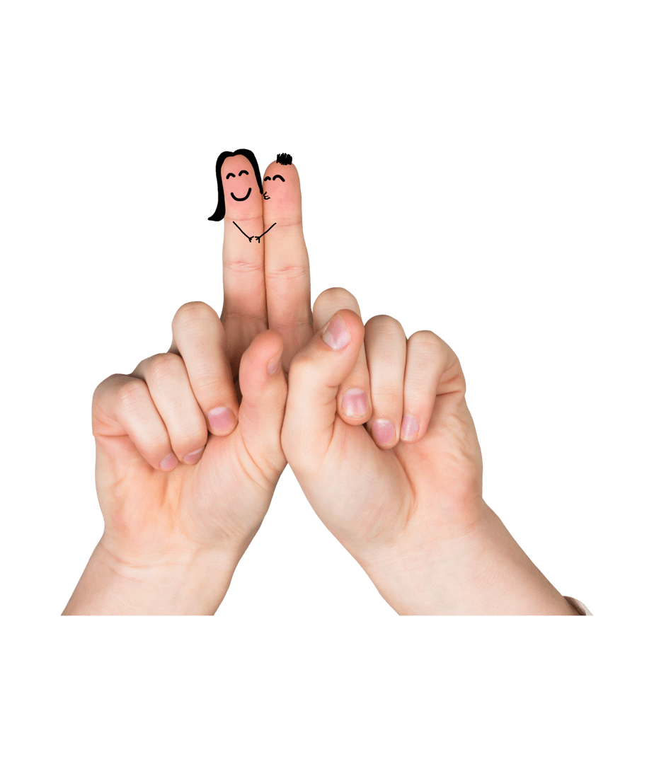 Playful Hands with Finger Faces, Symbolizing Love