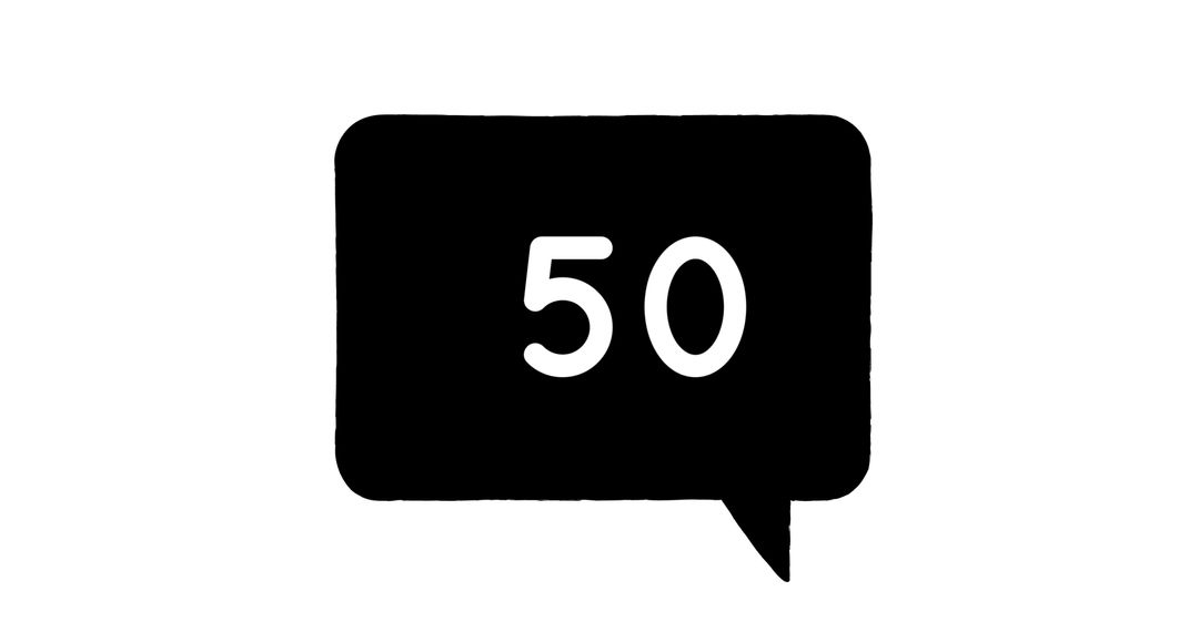Black Notification Speech Bubble with Number 50