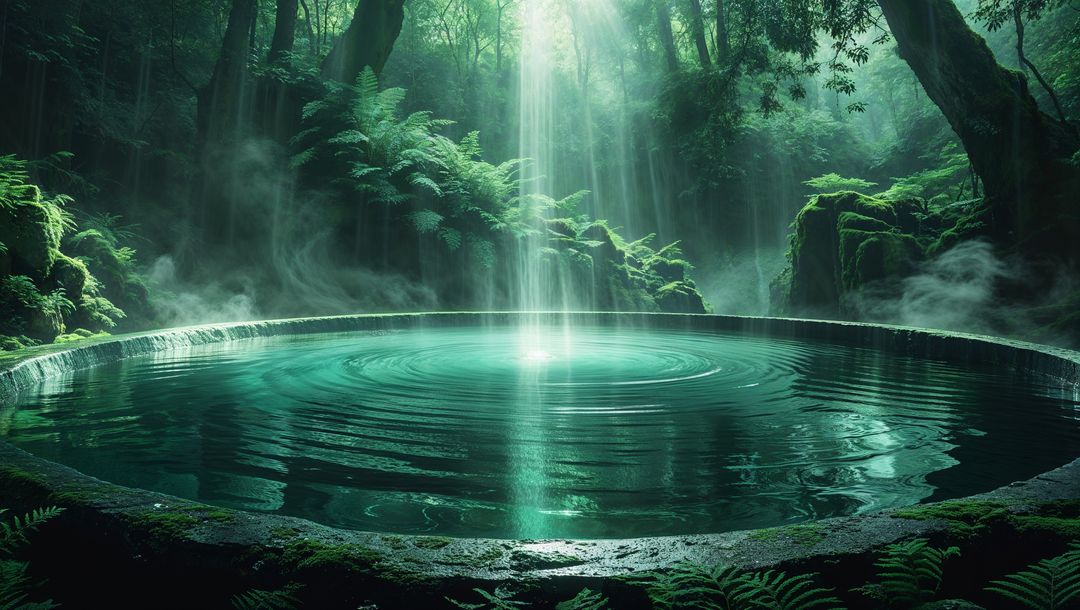 Mystical Stone Pool in Enchanting Forest Clearing