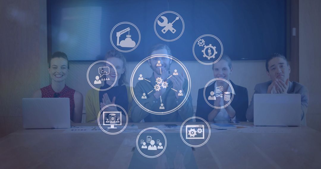 Digital Business Interface with Colleagues Applauding