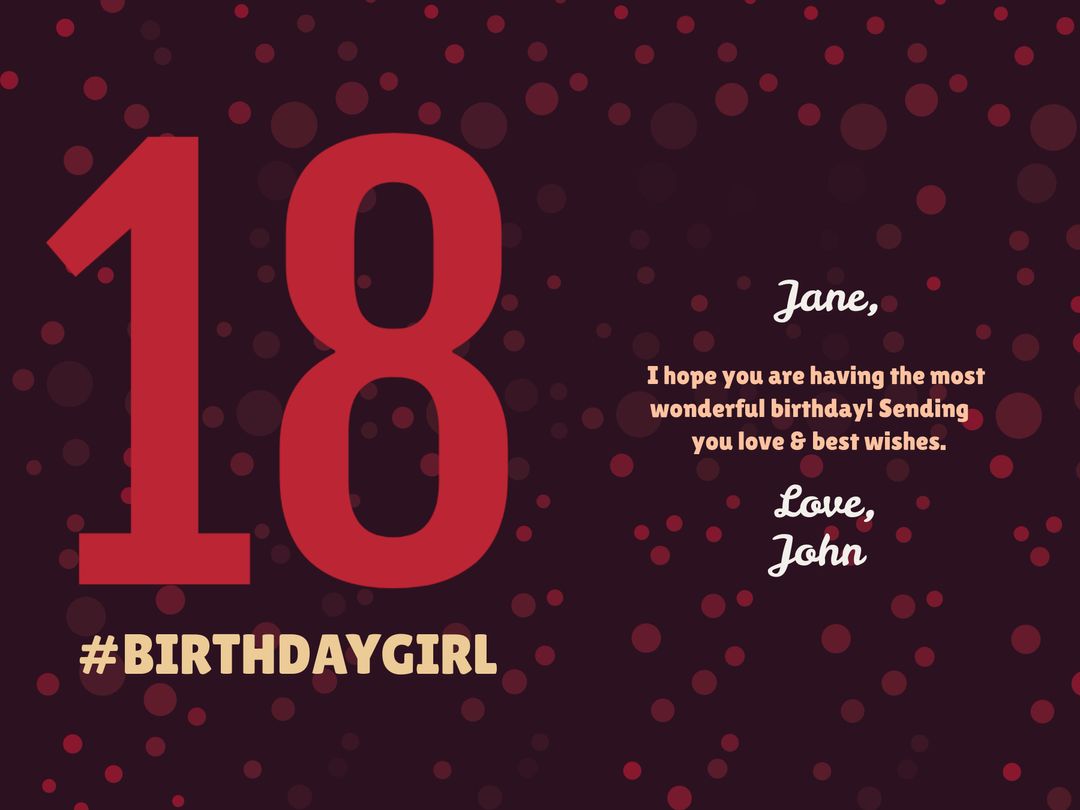 Happy 18th Birthday with Festive Red Polka Dot Background - Download Free Stock Templates Pikwizard.com