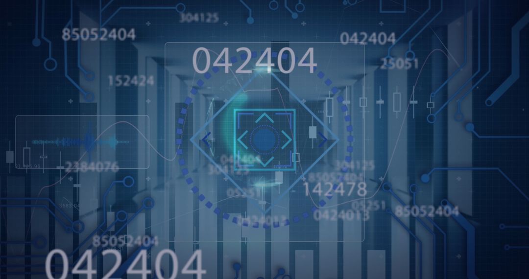 Futuristic Digital Interface in Data Center with HUD Elements