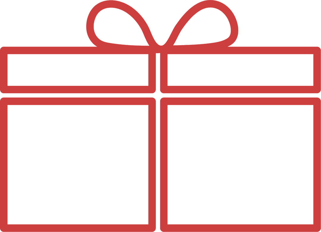 Red Gift Box Outline on Transparent Background
