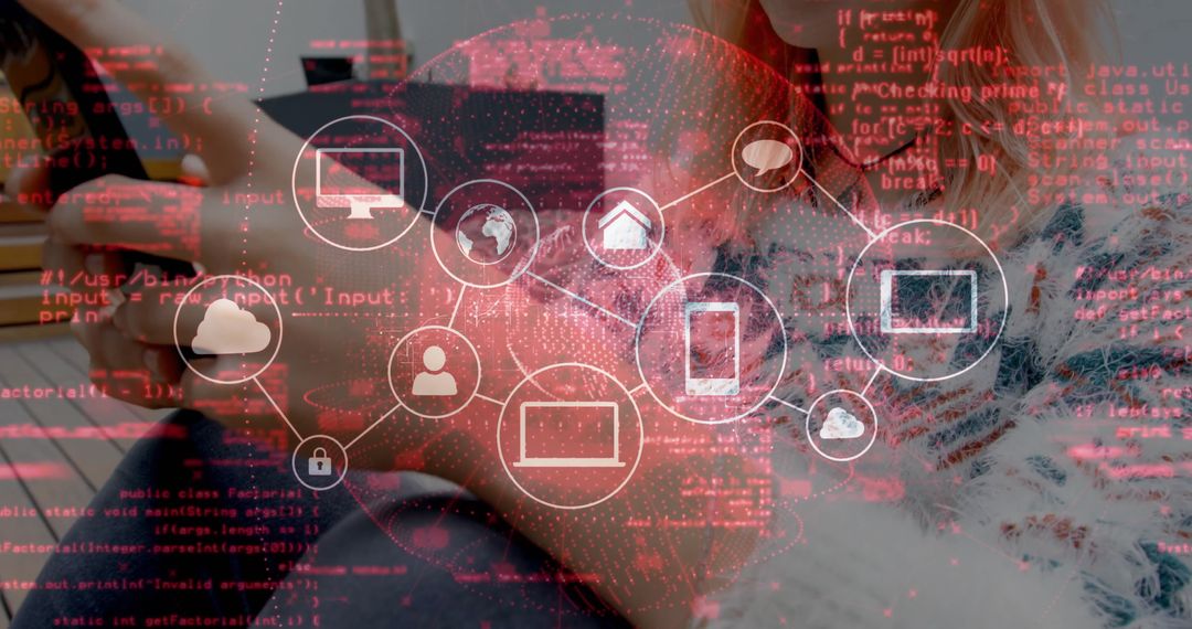 Developers Collaborating on Digital Network Code Overlay