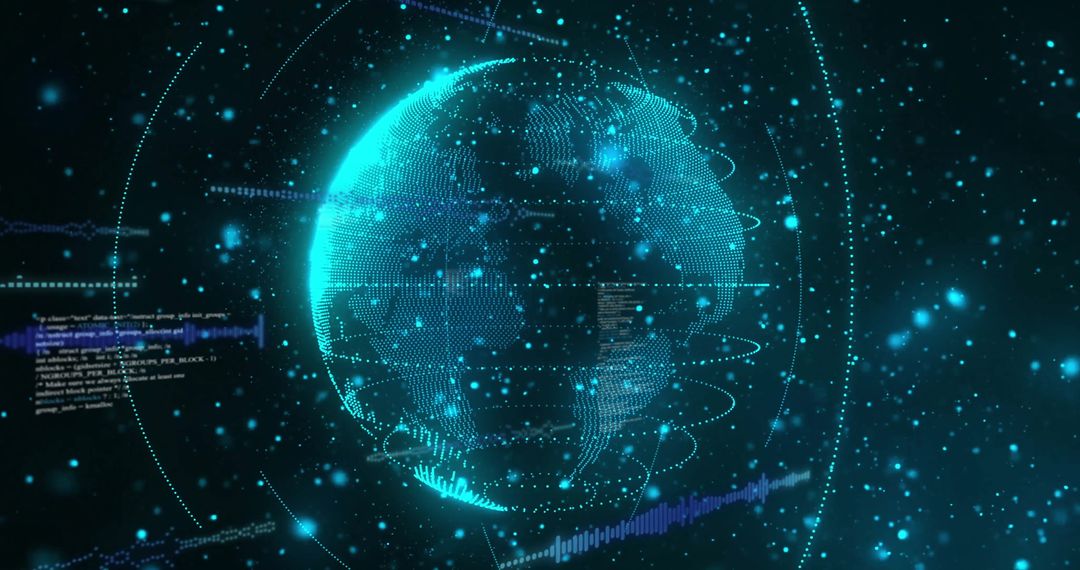 Futuristic Digital Interface Around Glowing Globe