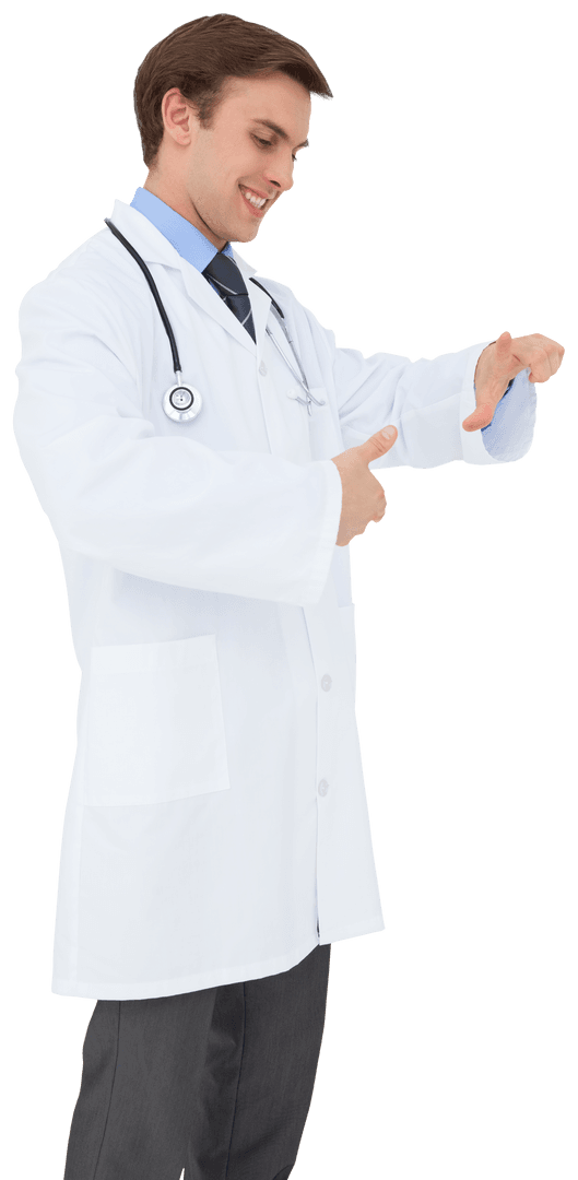 Caucasian Doctor Holding Blank Space Transparent Background