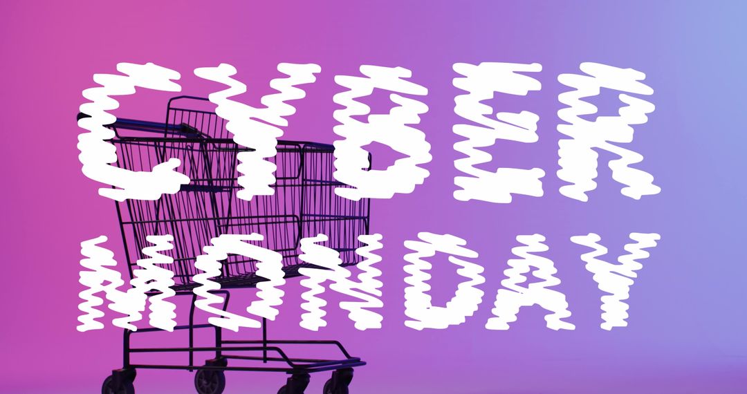 Cyber Monday Shopping Cart on Gradient Background