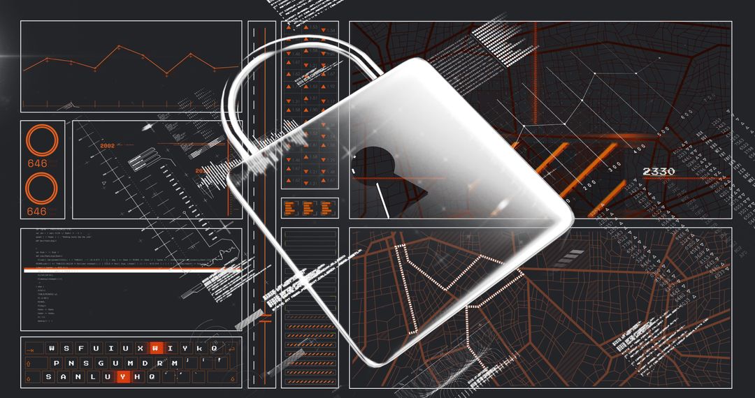 digital interface with cybersecurity padlock and data networks - Free Images, Stock Photos and Pictures on Pikwizard.com