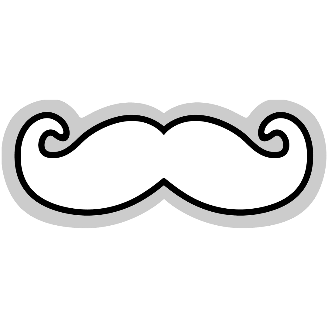 Digital Illustration of Classic Moustache on Transparent Background
