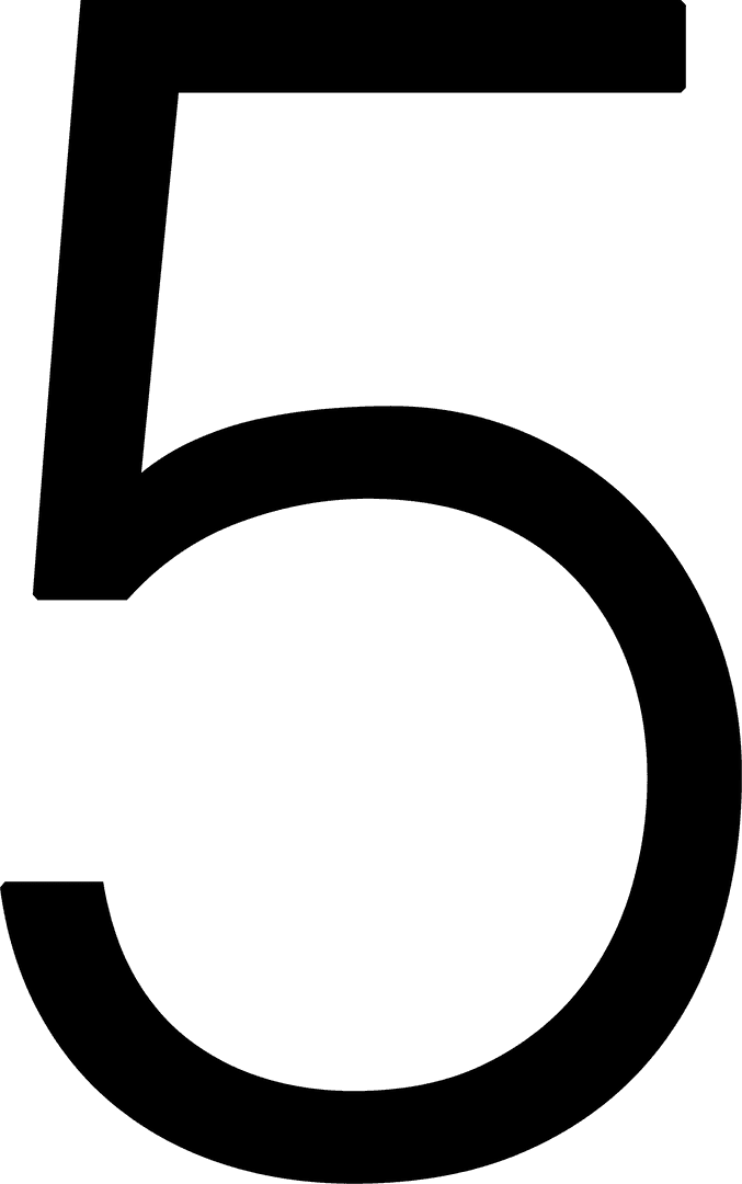 Transparent Black Number Five Symbol Vector Illustration