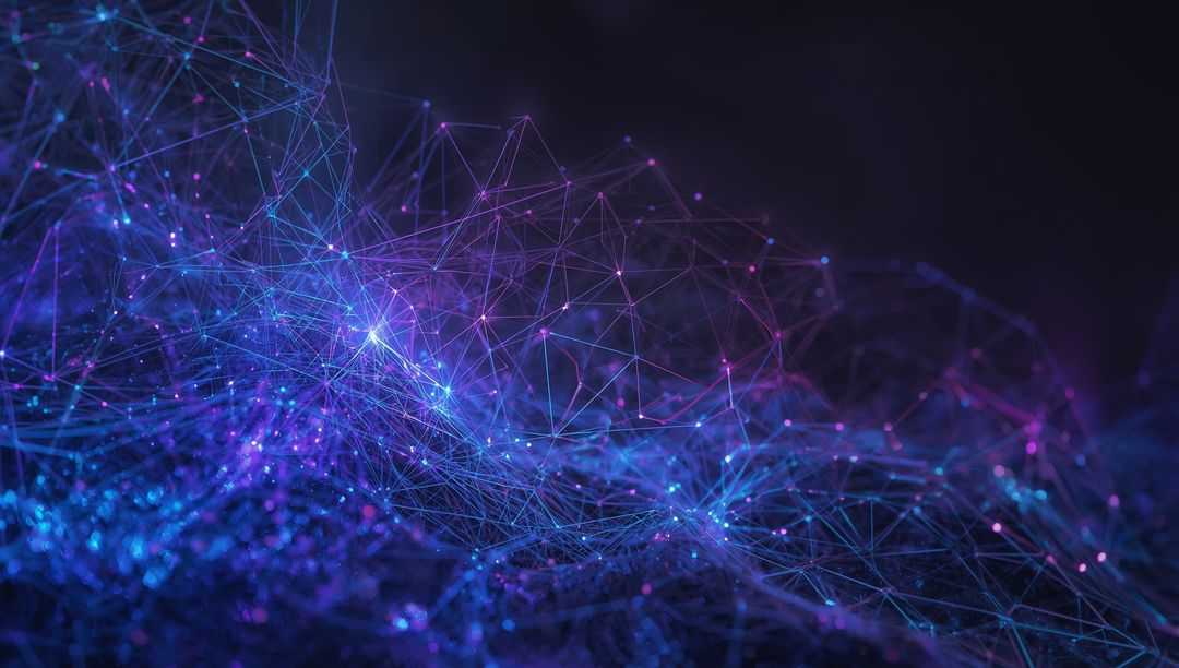 Futuristic Glowing Mesh Network in Cyberspace