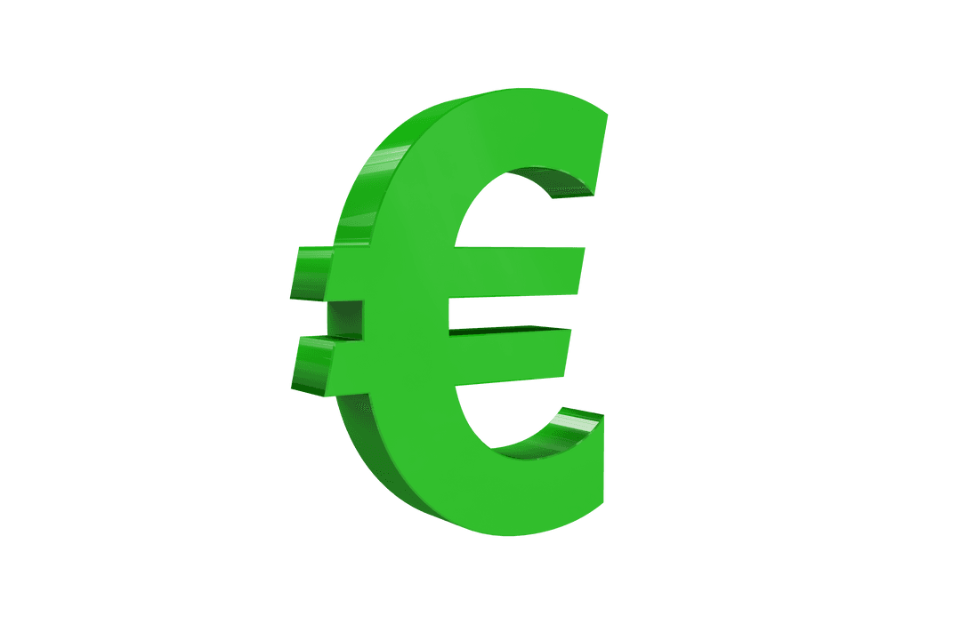 Green Transparent Euro Symbol with 3D Effect