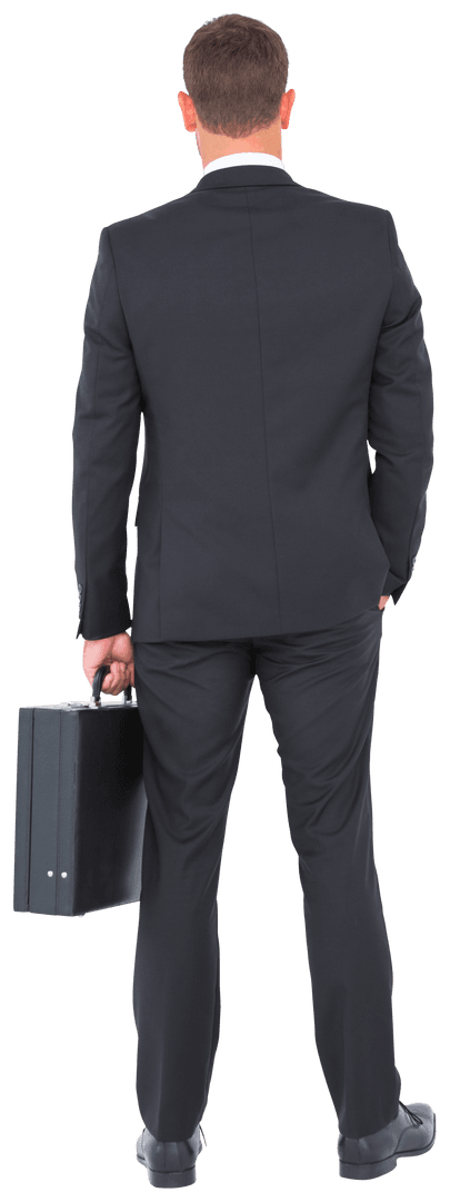 Transparent Businessman Holding Briefcase in Professional Suit