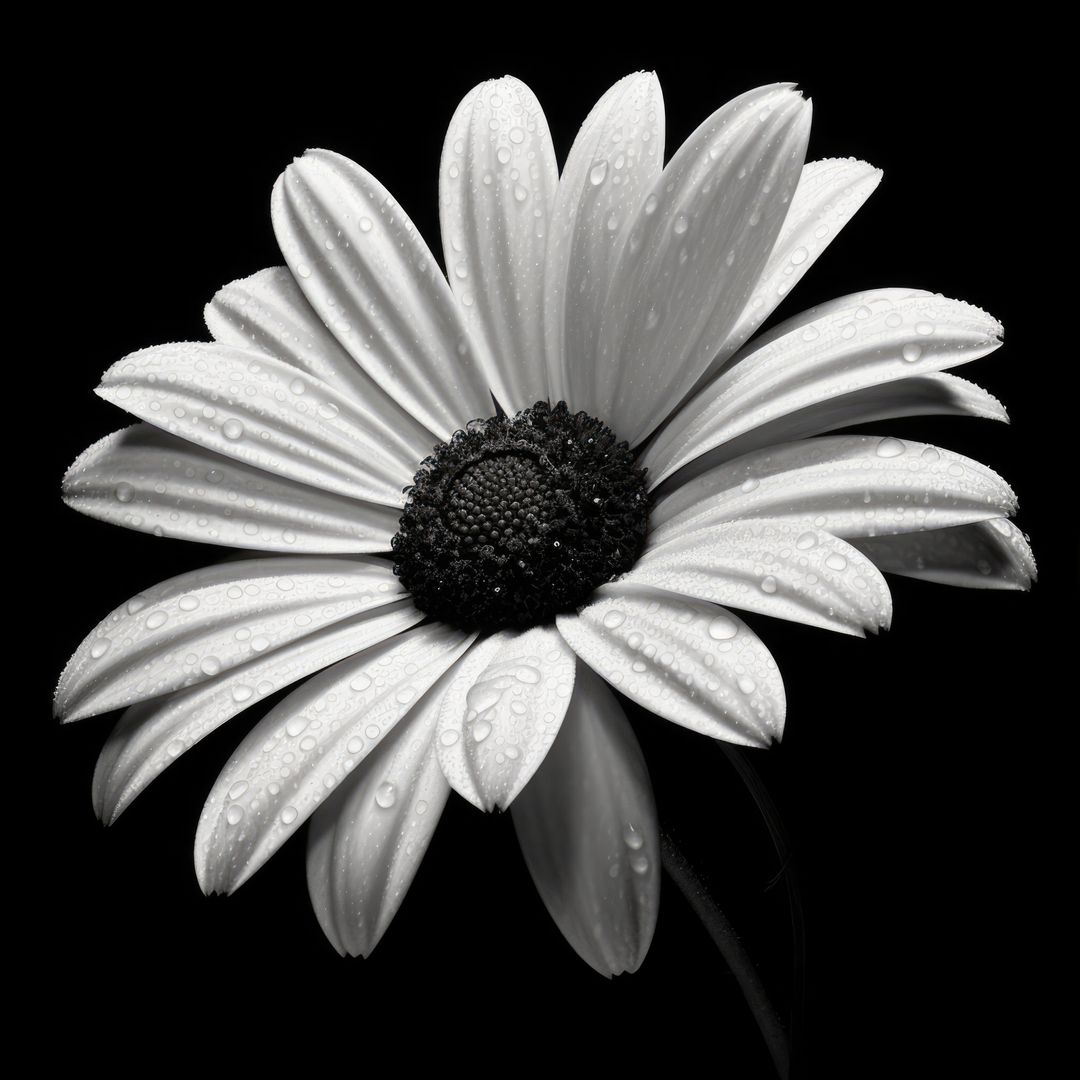 White daisy flower in black and white on black background, created using generative ai technology - Free Images, Stock Photos and Pictures on Pikwizard.com