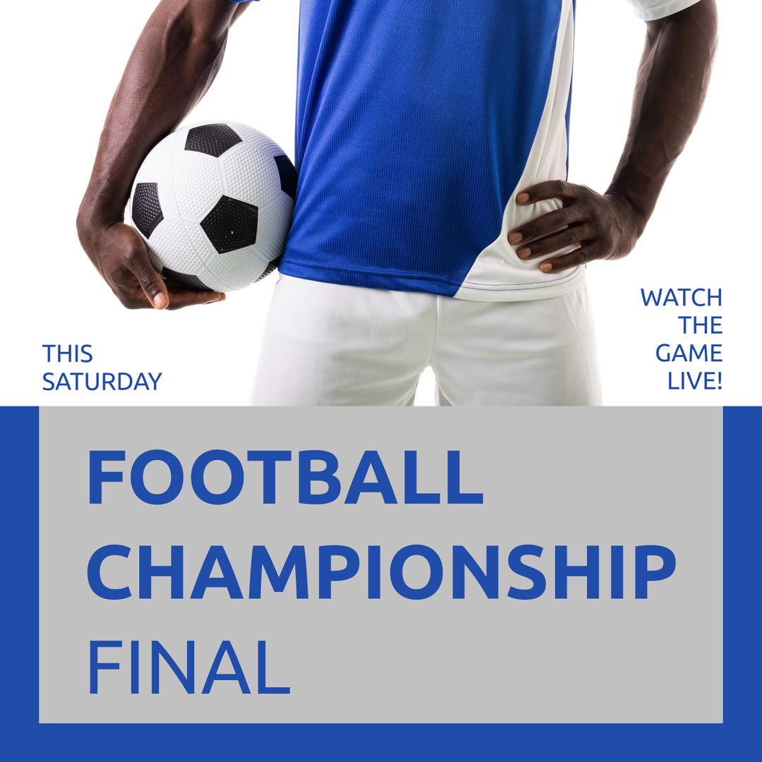 Football Championship Promotion with Player Holding Ball