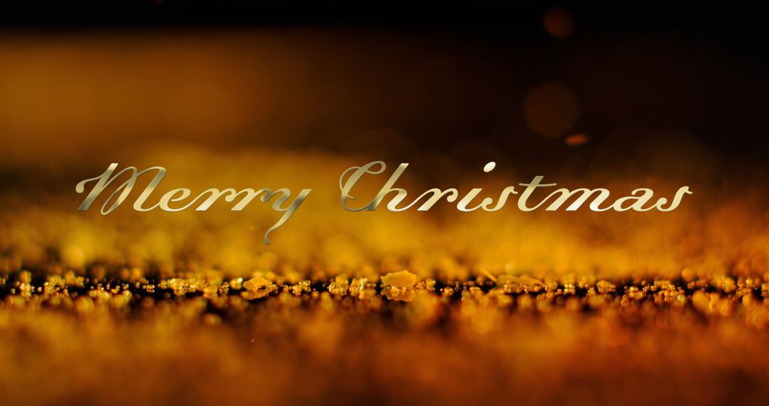 Festive Merry Christmas Text with Warm Orange Particles